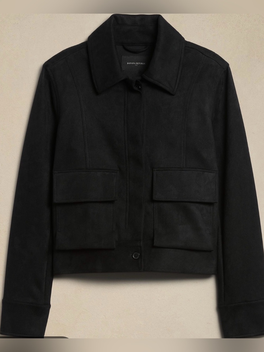 Banana Republic Black Suede Like Utility Jacket